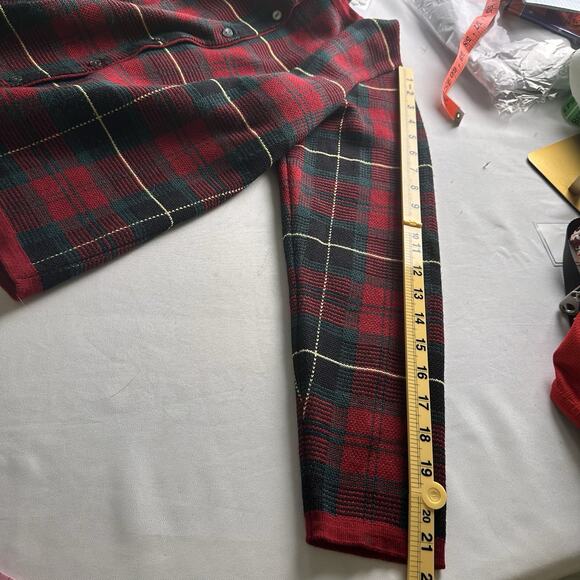 Talbots women S Cardigan Merino Wool Button Red Christmas Plaid made in Italy - Picture 12 of 16